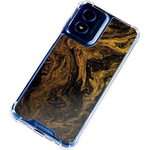 Gold and Black Marble Moto G 5G (2024) Clear Case