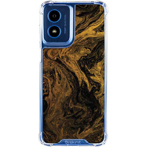 Gold and Black Marble Moto G Play 4G (2024) Clear Case