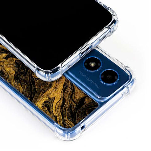 Gold and Black Marble Moto G Play 4G (2024) Clear Case