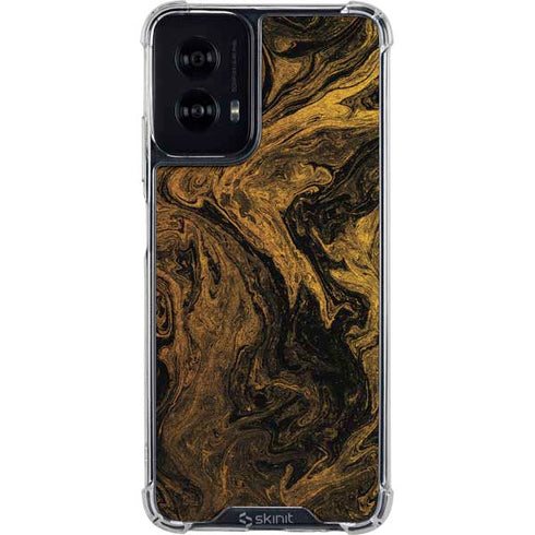 Gold and Black Marble Moto G Power 5G (2024) Clear Case