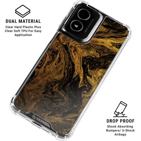Gold and Black Marble Moto G Power 5G (2024) Clear Case