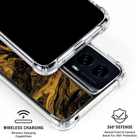 Gold and Black Marble Moto G Power 5G (2024) Clear Case