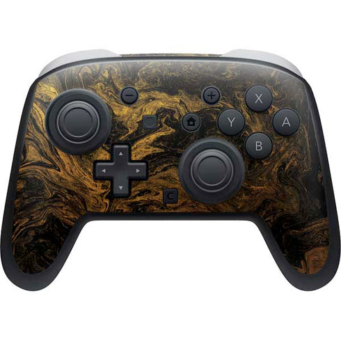 Gold and Black Marble Nintendo Switch 2 (2025) Pro Controller Skin