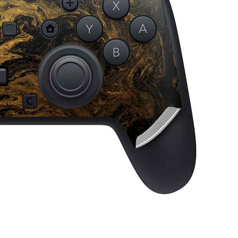 Gold and Black Marble Nintendo Switch 2 (2025) Pro Controller Skin