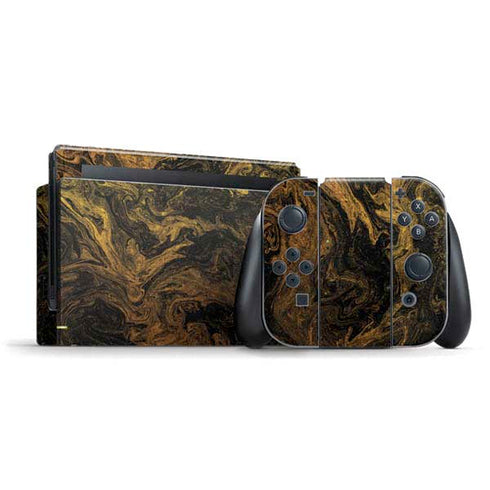 Gold and Black Marble Nintendo Skins