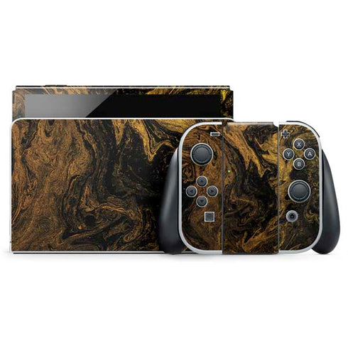 Gold and Black Marble Nintendo Skins