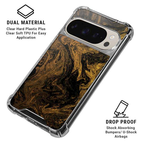 Gold and Black Marble Pixel 9/9 Pro Clear Case