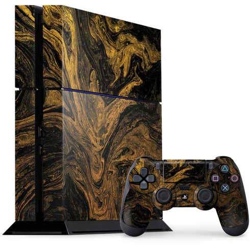 Gold and Black Marble PlayStation PS4 Skins
