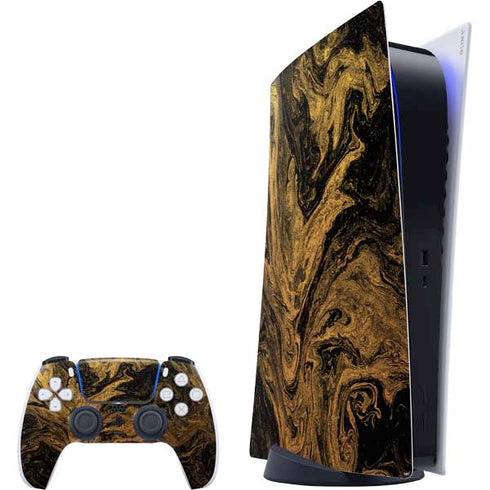 Gold and Black Marble PlayStation PS5 Skins