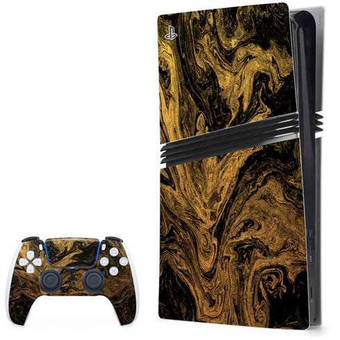 Gold and Black Marble PlayStation PS5 Skins