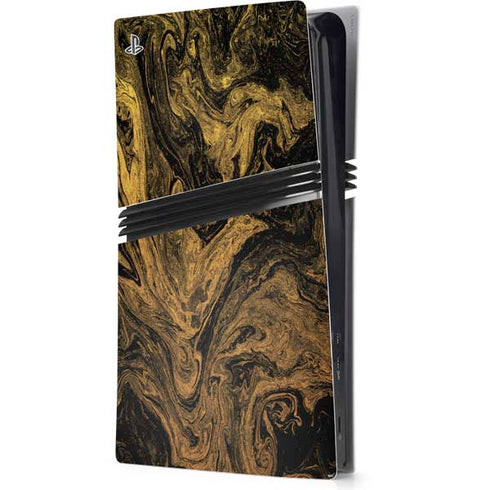 Gold and Black Marble PS5 Pro Console Skin