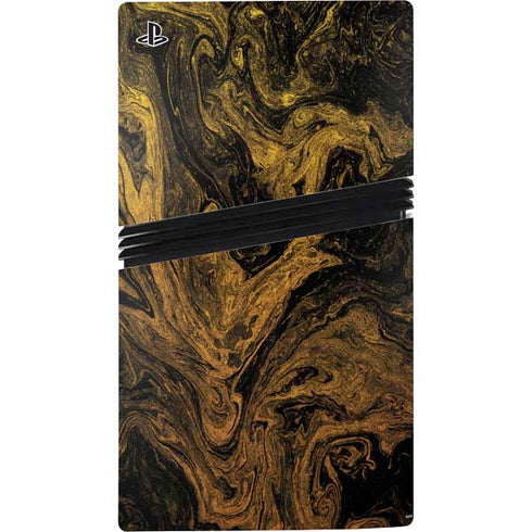 Gold and Black Marble PS5 Pro Console Skin