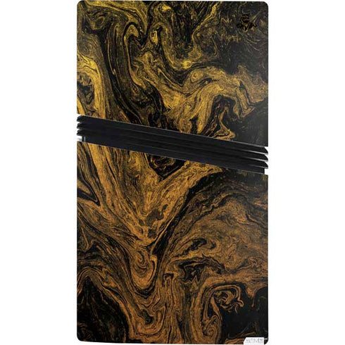 Gold and Black Marble PS5 Pro Console Skin