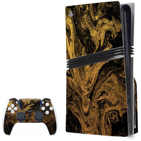 Gold and Black Marble PlayStation PS5 Skins