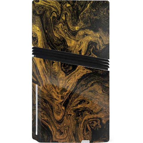 Gold and Black Marble PS5 Pro Disk Console Skin