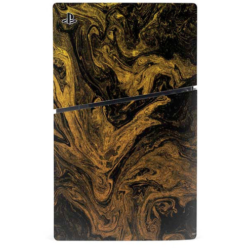 Gold and Black Marble PS5 Slim Digital Edition Console Skin