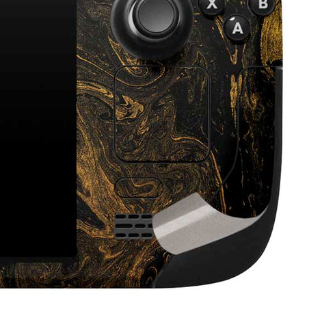Gold and Black Marble Steam Deck Handheld Gaming Computer Skin