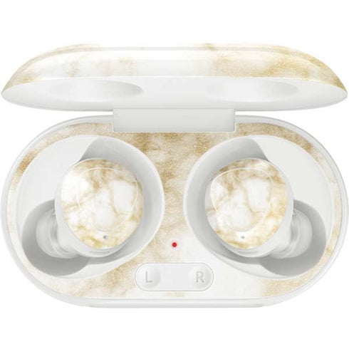 Gold and White Marble Galaxy Buds Plus Skin