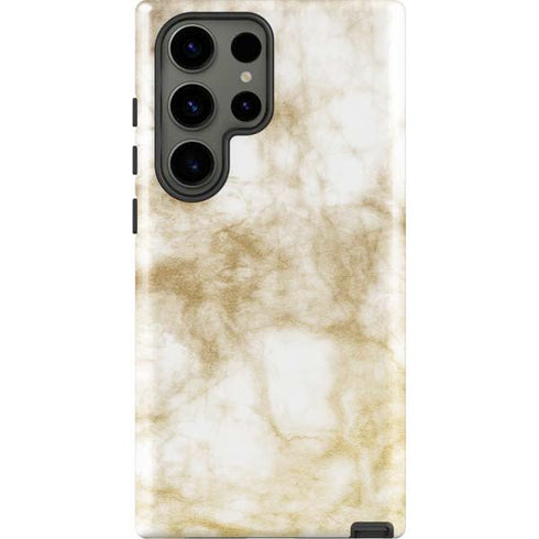 Gold and White Marble Galaxy S23 Ultra Pro Case