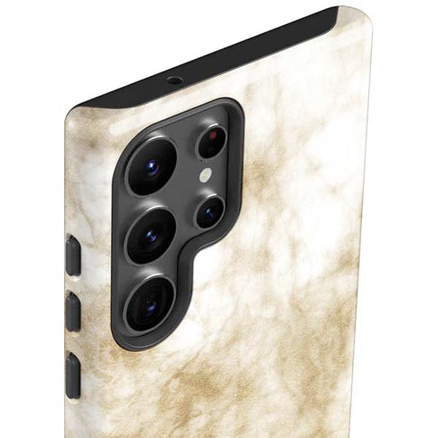 Gold and White Marble Galaxy S23 Ultra Pro Case