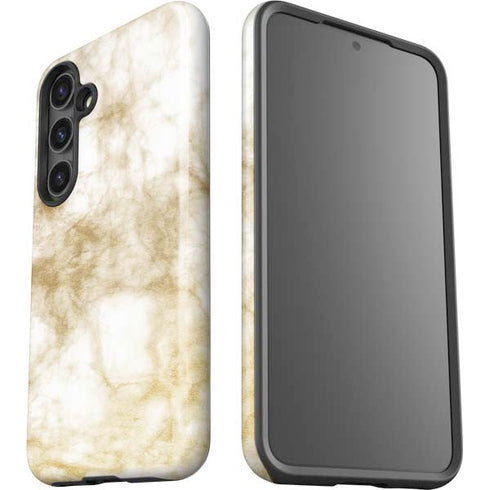Gold and White Marble Galaxy S25 Impact Case