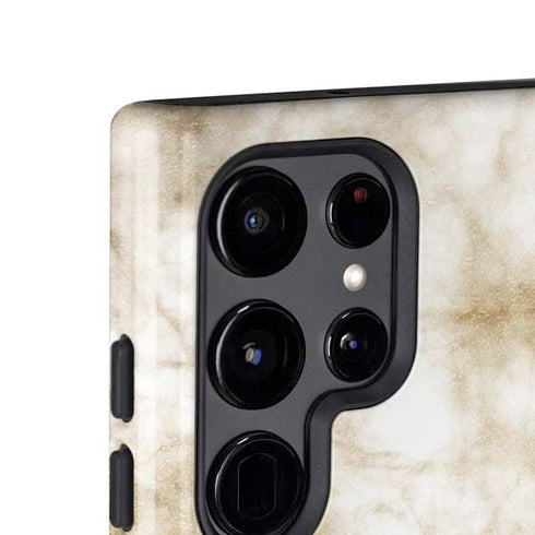 Gold and White Marble Galaxy S25 Ultra Impact Case