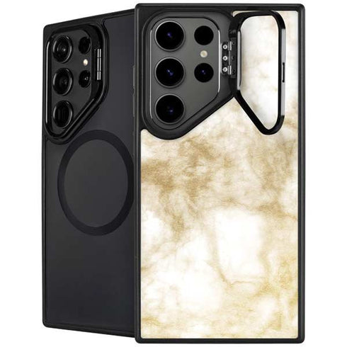 Gold and White Marble Galaxy S25 Ultra Kickstand Case