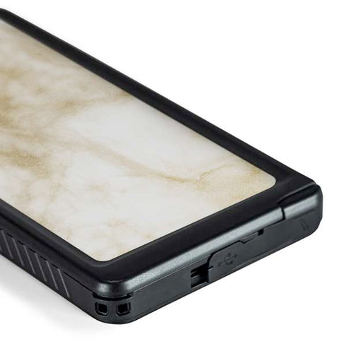 Gold and White Marble Galaxy S24 Ultra Waterproof Case