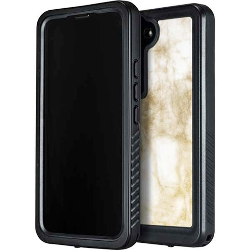 Gold and White Marble Galaxy S24 Waterproof Case