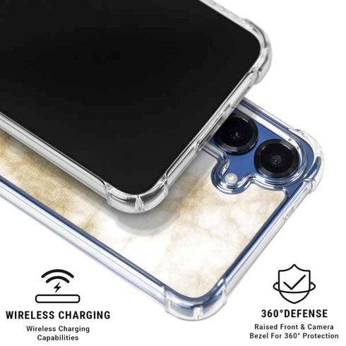 Gold and White Marble Galaxy S25 Clear Case