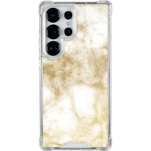 Gold and White Marble Galaxy S25 Ultra Clear Case