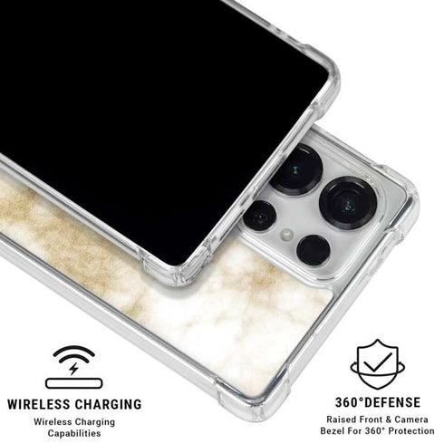 Gold and White Marble Galaxy S25 Ultra Clear Case