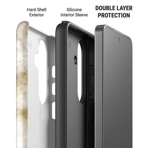 Gold and White Marble Galaxy S26 Impact Case