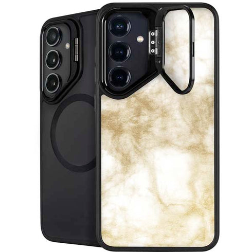 Gold and White Marble Galaxy S26 Kickstand Case