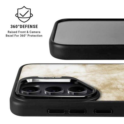 Gold and White Marble Galaxy S26 Kickstand Case