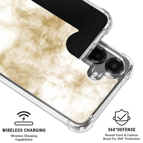 Gold and White Marble Galaxy S26 Plus Clear Case
