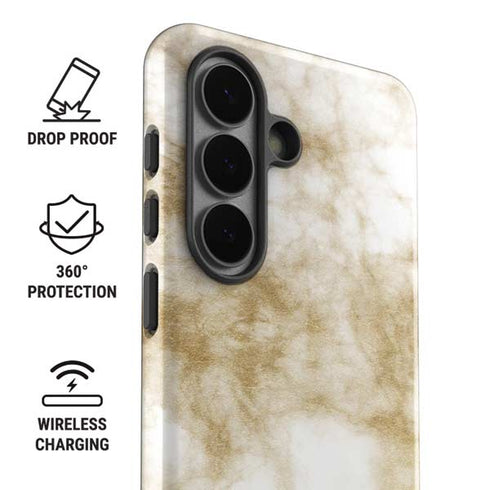 Gold and White Marble Galaxy S26 Plus Impact Case