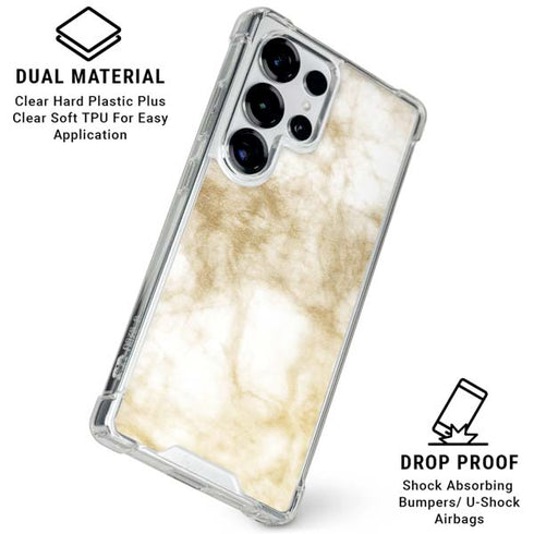 Gold and White Marble Galaxy S26 Ultra Clear Case