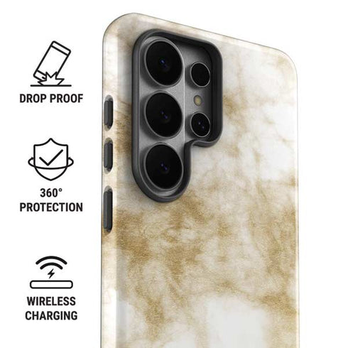 Gold and White Marble Galaxy S26 Ultra Impact Case
