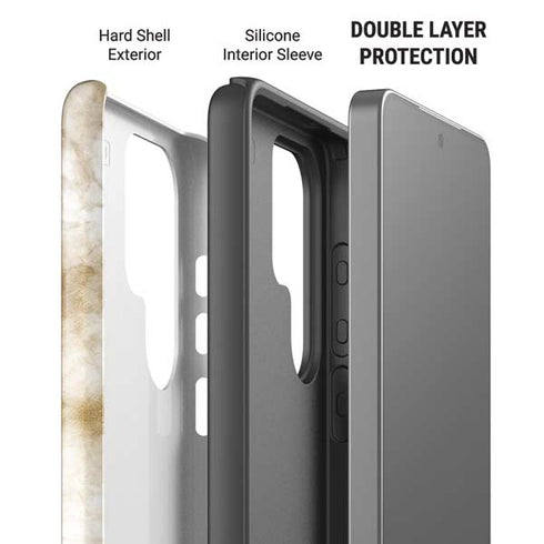 Gold and White Marble Galaxy S26 Ultra Impact Case