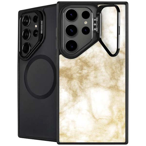 Gold and White Marble Galaxy S26 Ultra Kickstand Case