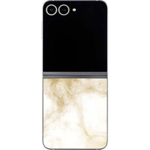 Gold and White Marble Galaxy Z Flip6 Skin
