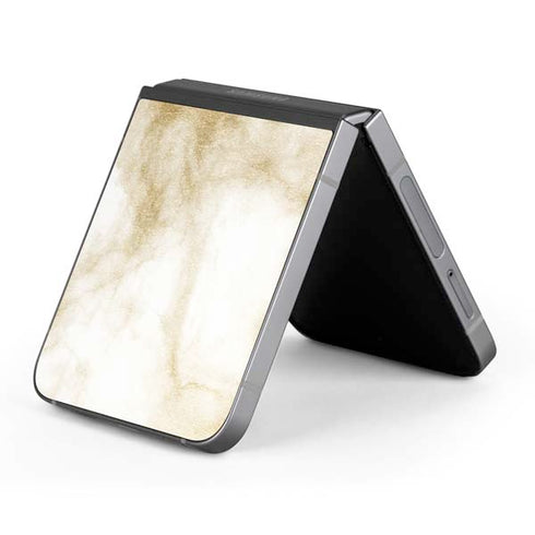 Gold and White Marble Galaxy Z Flip6 Skin