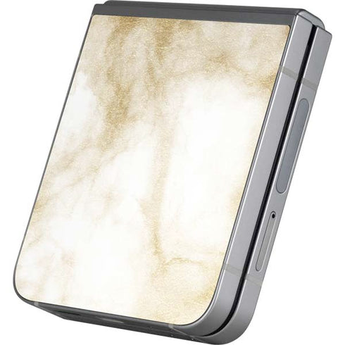 Gold and White Marble Galaxy Z Flip6 Skin