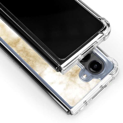 Gold and White Marble Galaxy Z Fold5 5G Clear Case