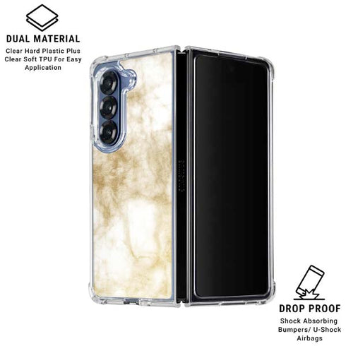 Gold and White Marble Galaxy Z Fold6 Clear Case