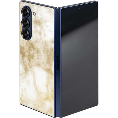 Gold and White Marble Galaxy Z Fold6 Skin