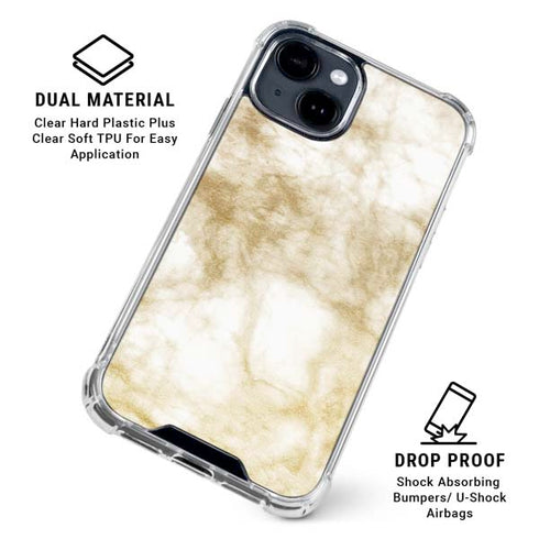 Gold and White Marble iPhone 15 Clear Case