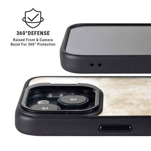 Gold and White Marble iPhone 15 Plus Kickstand Case