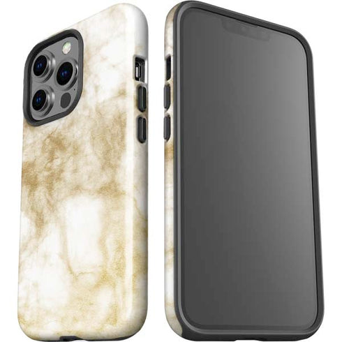 Gold and White Marble iPhone 15 Pro Impact Case